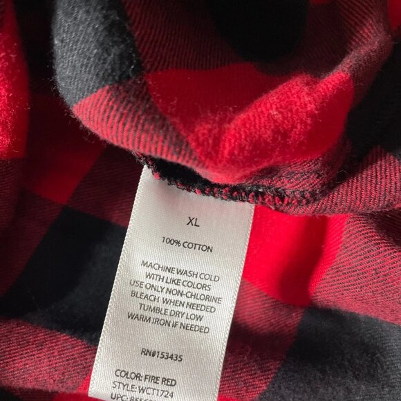 Beach Launch Lounge Womens Red Black Buffalo Check Pocket Flannel Shirt Size XL - Picture 4 of 7
